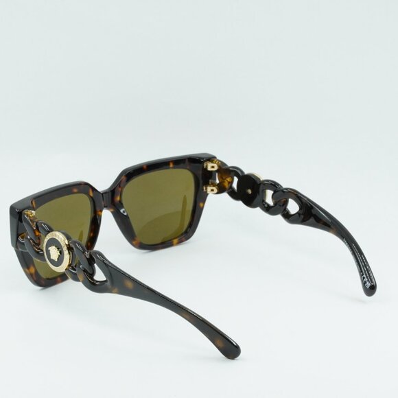 Versace VE4409 108/73 Sunglasses Dark Havana Square Frame, Brown Lenses - Picture 5 of 11